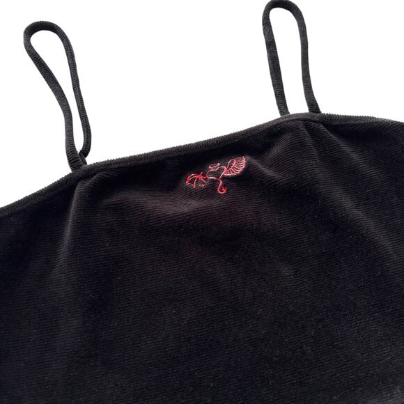 Forever 21 velvet cropped cami with winged heart embroidery, black M - Picture 5 of 5